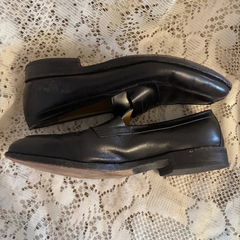 Johnston & Murphy Men's US 11.5 Black Leather Penny Loafers Shoes
